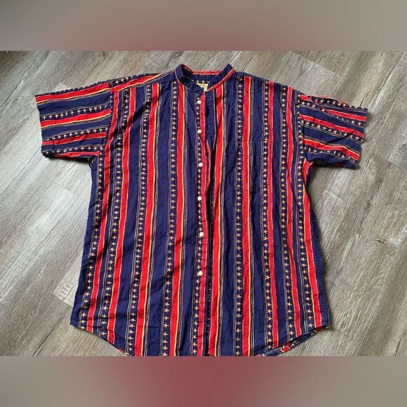 VTG Retro Duck Head Stars Stripes USA Western Funky Button Down Shirt Size XL - Picture 3 of 10